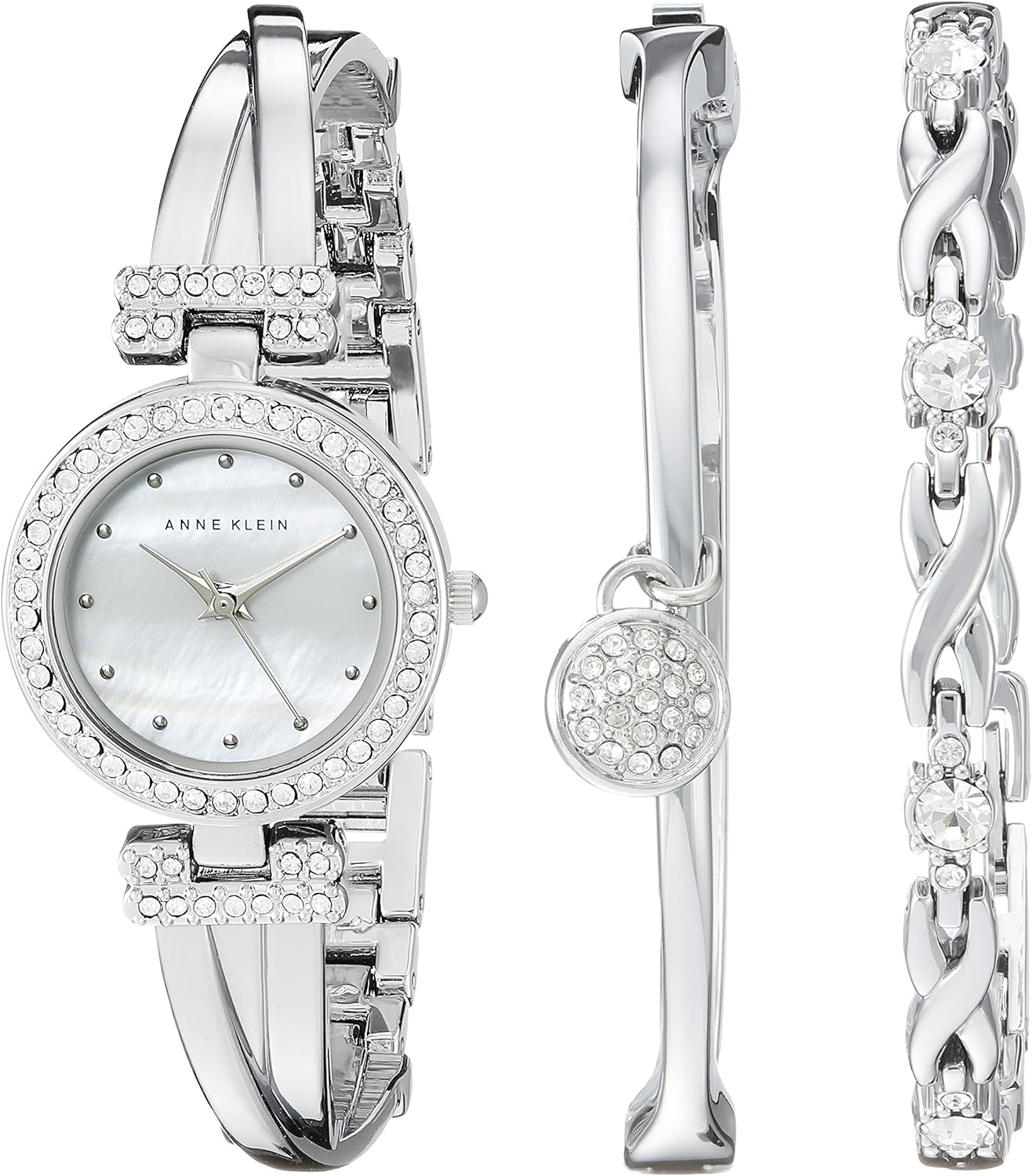 Elegant Anne Klein Women's Crystal Accented Bangle Watch Set