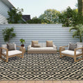 10x20 ft Waterproof Outdoor Rug - Reversible Black & Beige Patio Mat