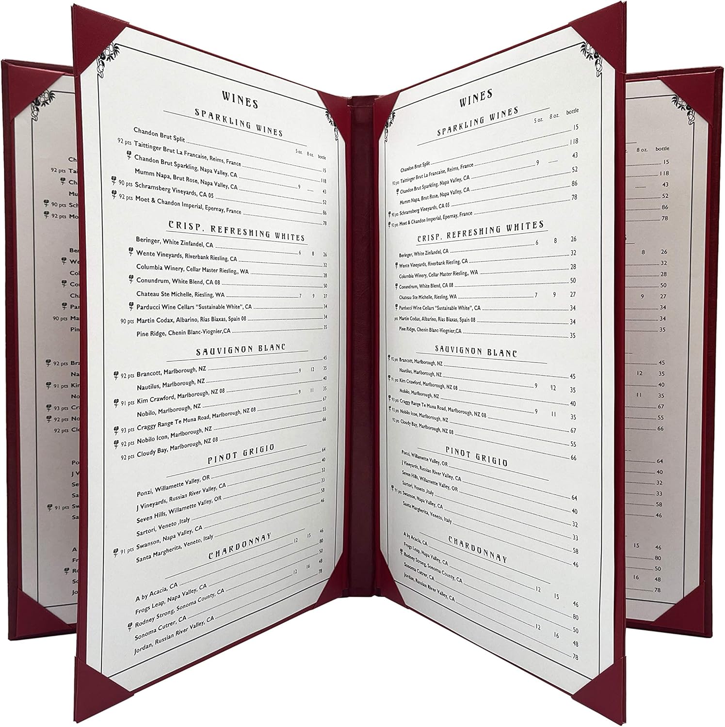 Goodsmart Columbia Casebound Menu Covers for Restaurants 5-Pack