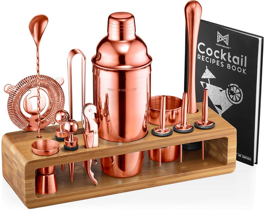 23-Piece Copper Bartender Kit with Stylish Stand