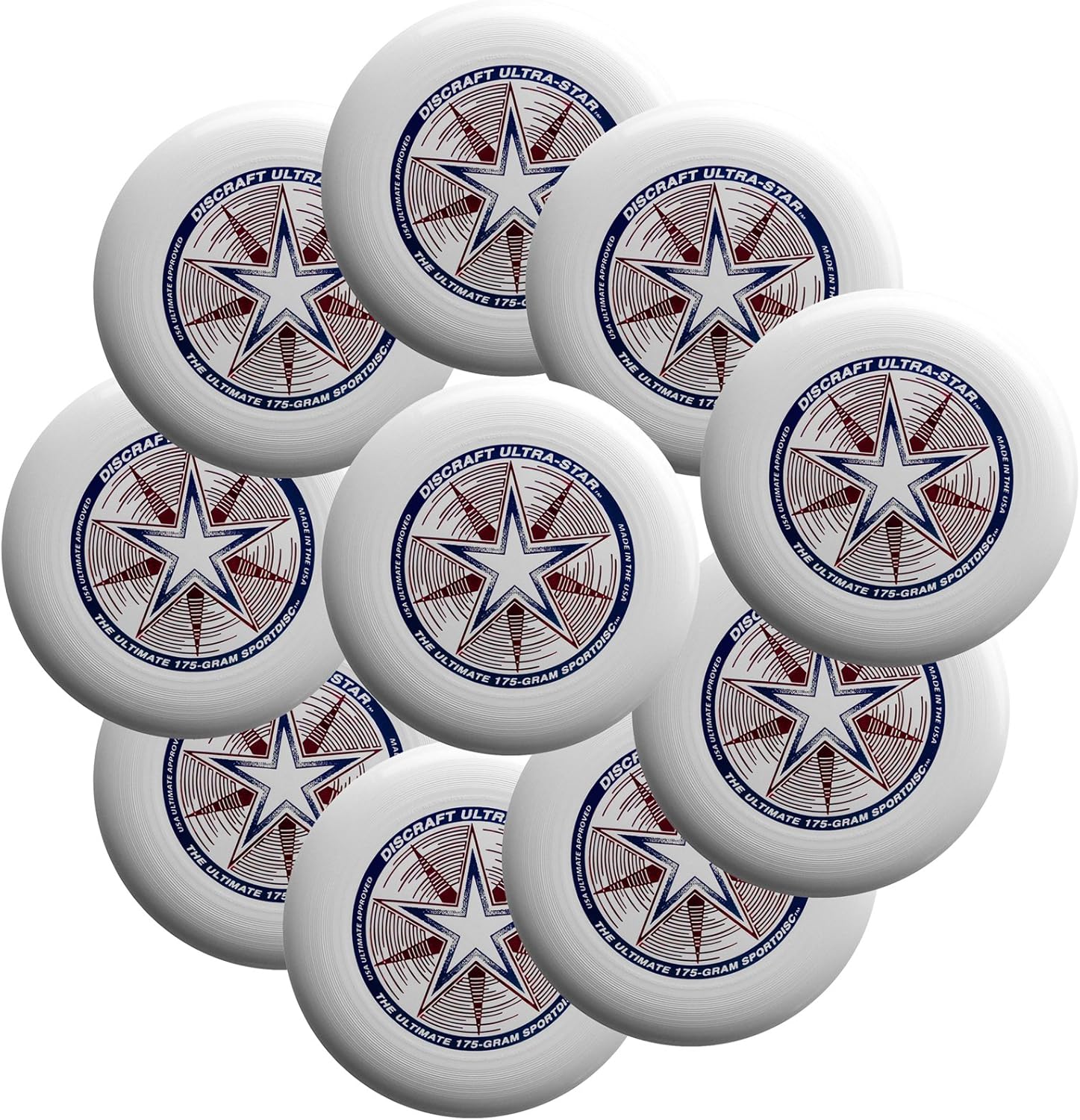 10 Pack Discraft Ultra-Star 175g Ultimate Sportdisc: White Power!