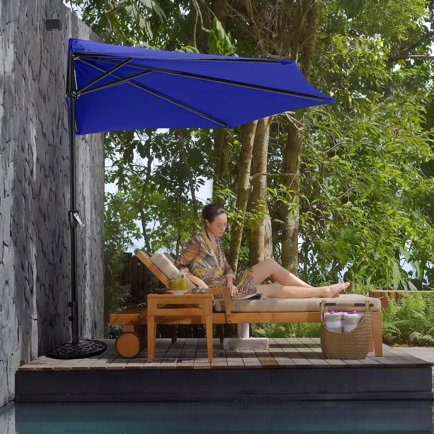 ABCCANOPY Half Patio Umbrella for Outdoor Spaces and Gardens