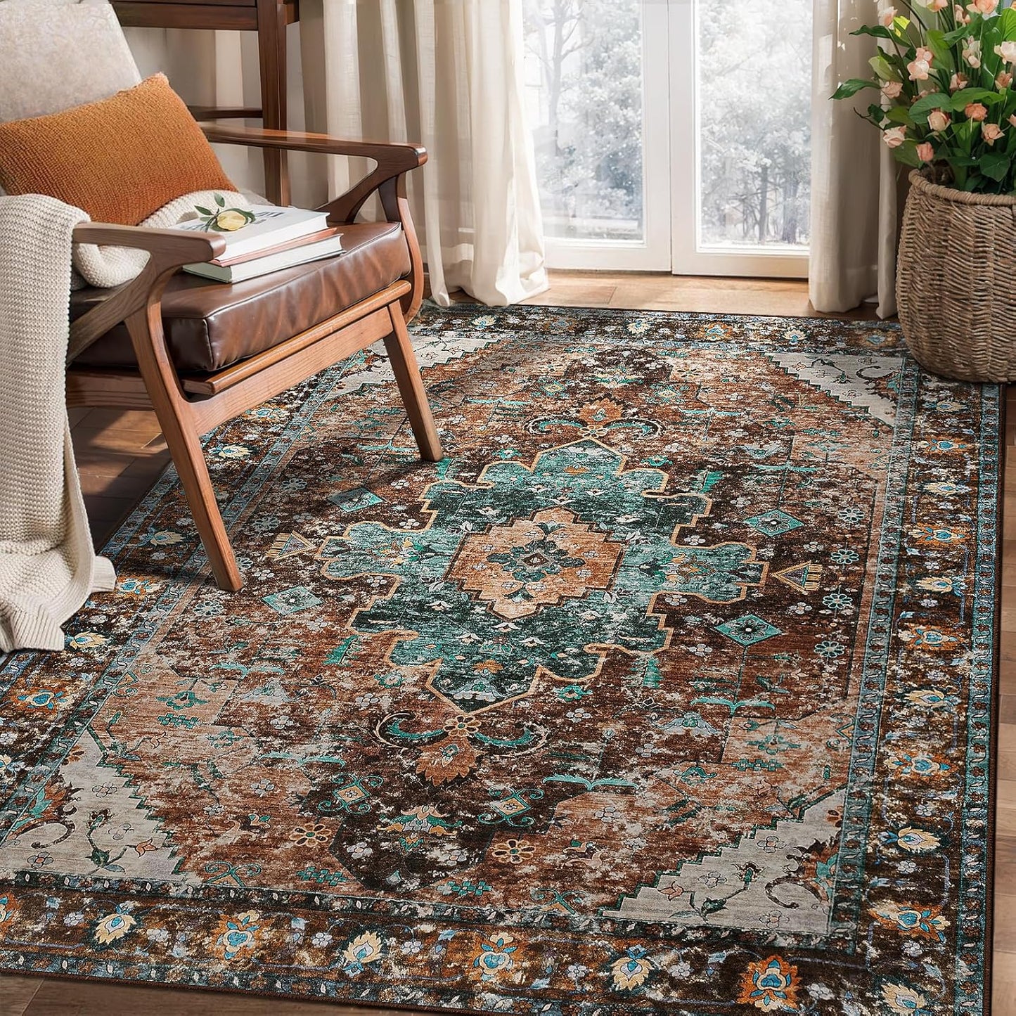 Ciicool Boho Area Rug 3x5ft Washable Non-Slip Carpet