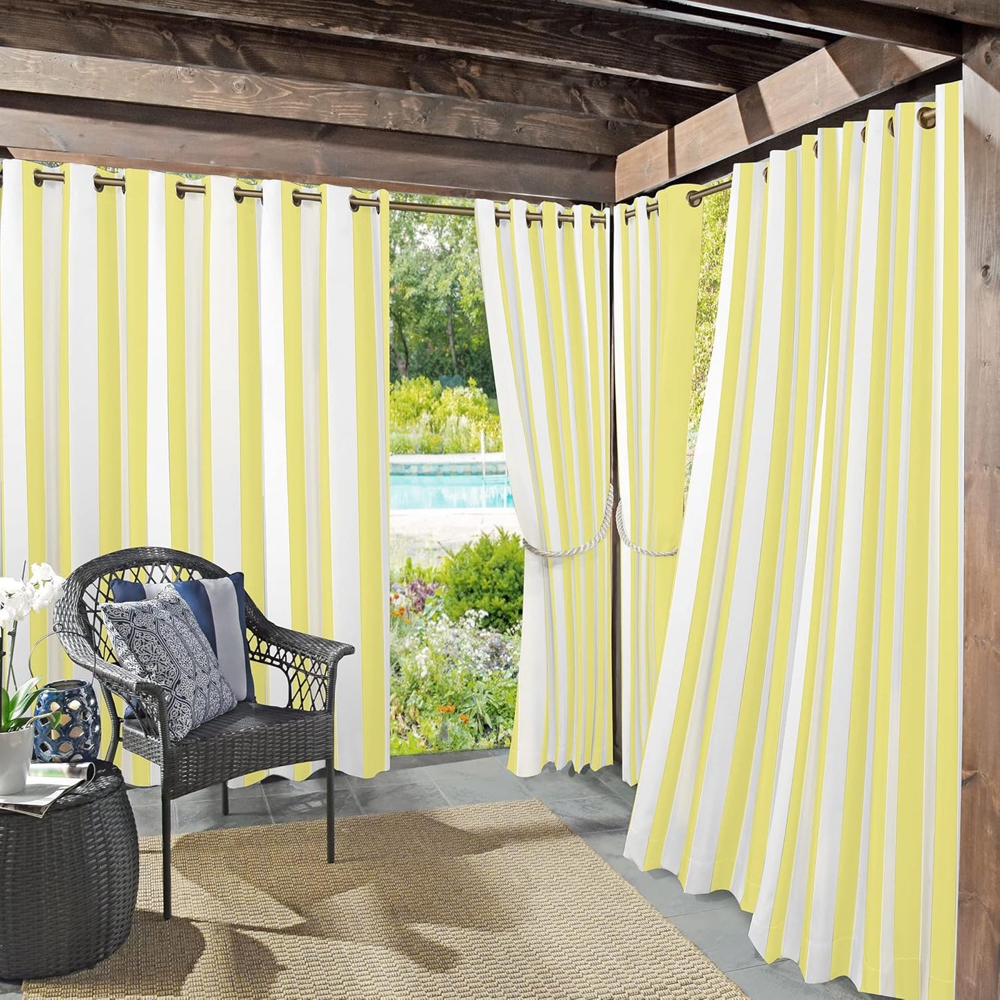 Sun Zero Valencia Grommet Curtain Panel Pair for Indoor/Outdoor Use