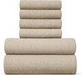 Queen 6 Piece Sheet Set Heathered Beige - Cooling Deep Pocket Luxury
