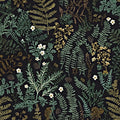Black Botanical Peel and Stick Wallpaper Green Golden Leaf - Removable