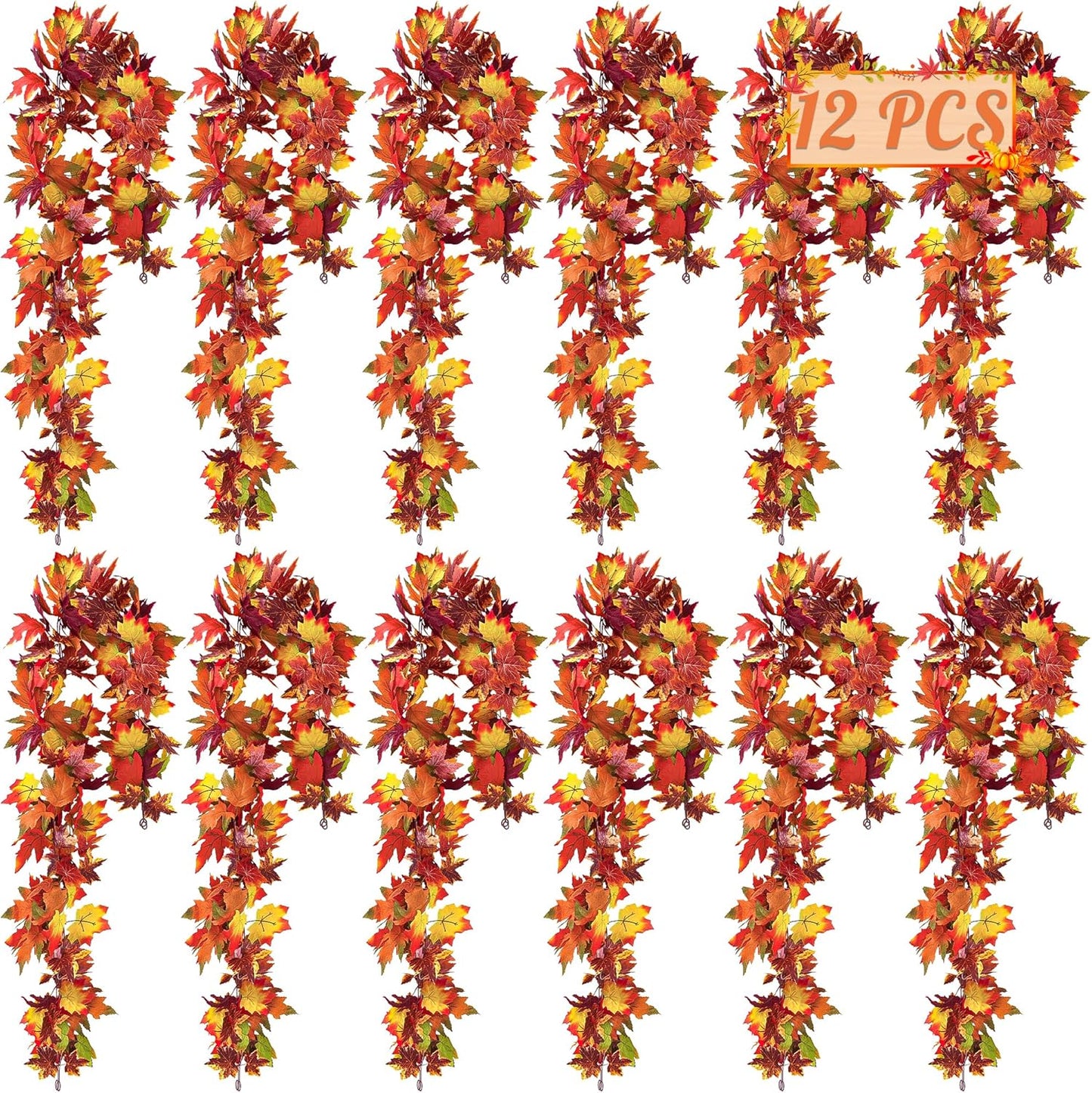 12 Pack Fall Mantle Garland for Autumn Thanksgiving Decor