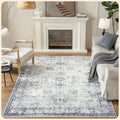 Istana 6x9 Area Rug Navy - Silk-Soft, Machine Washable Living Room Rug