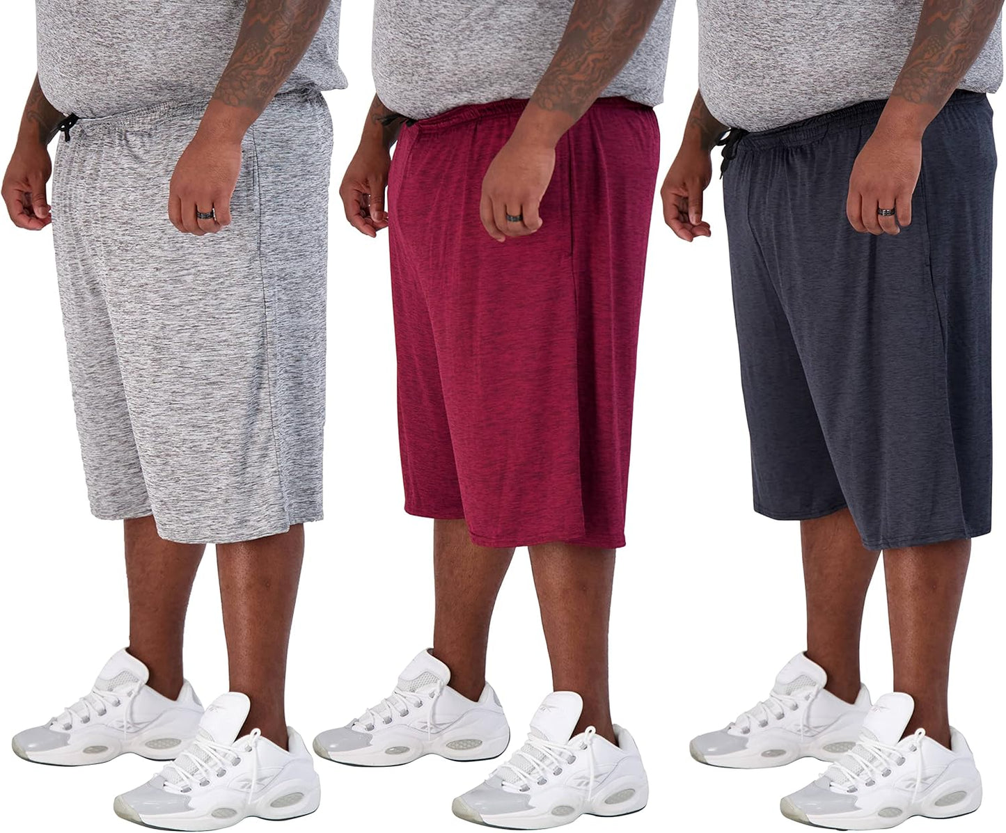 Real Essentials Men's Big & Tall 3-Pack Dry Fit Athletic Shorts