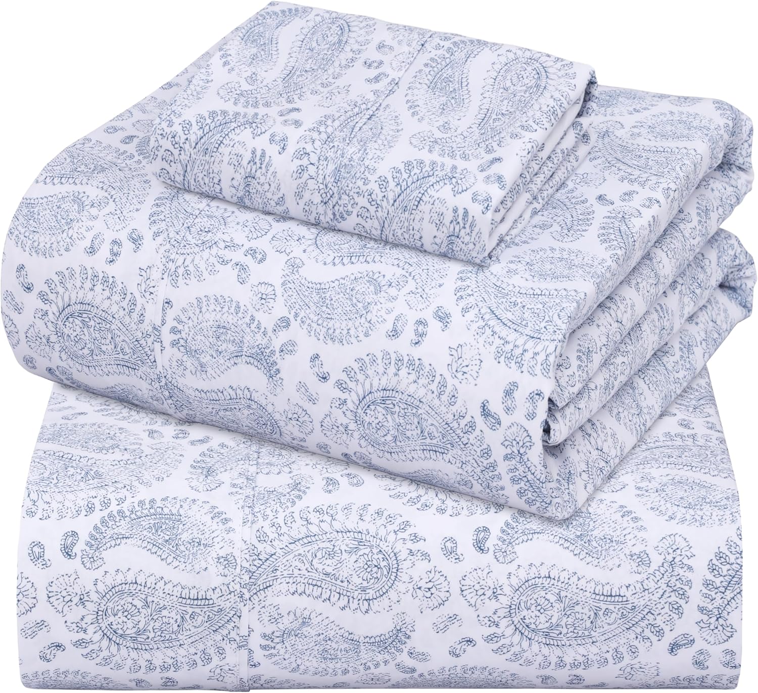 Cooling Twin Size Cotton Sheets Set with Deep Pockets for Comfort