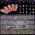 Nail Art Rhinestones Kit 8400pcs Multi Shapes Glass Crystal AB