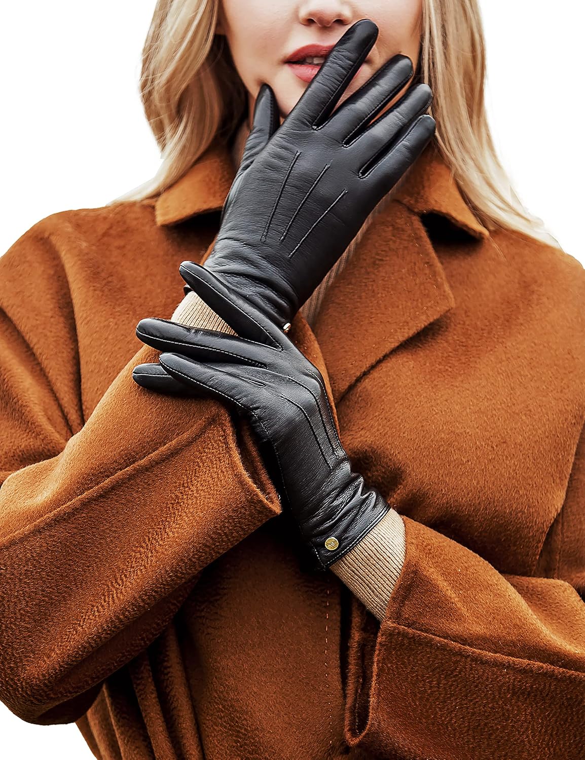 YISEVEN Women's Genuine Leather Touchscreen Gloves