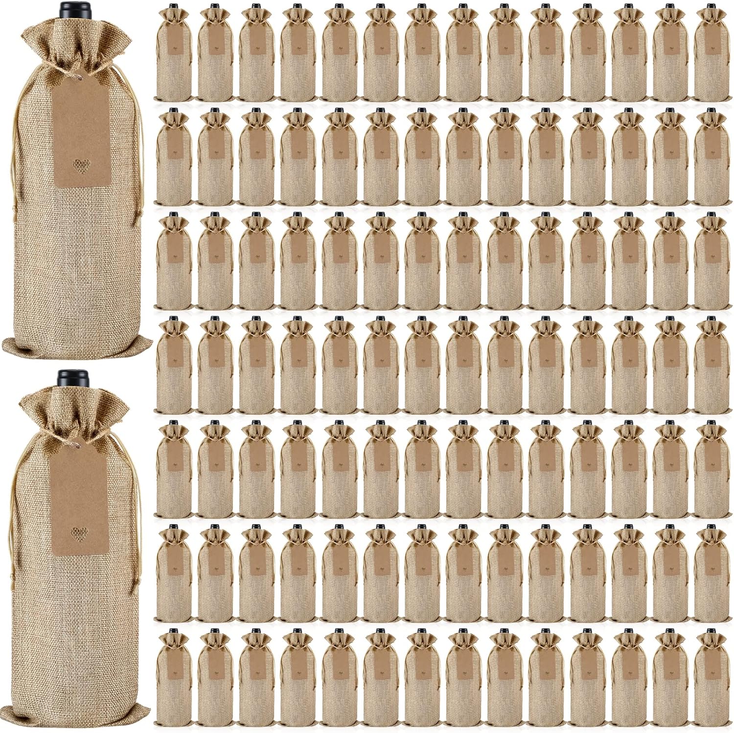 Burlap Wine Bags 100Pcs Drawstring Gift Sacks for Any Occasion