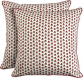 Green and Red Print Cotton Throw Pillow Covers 20x20 - Chic Farmhouse