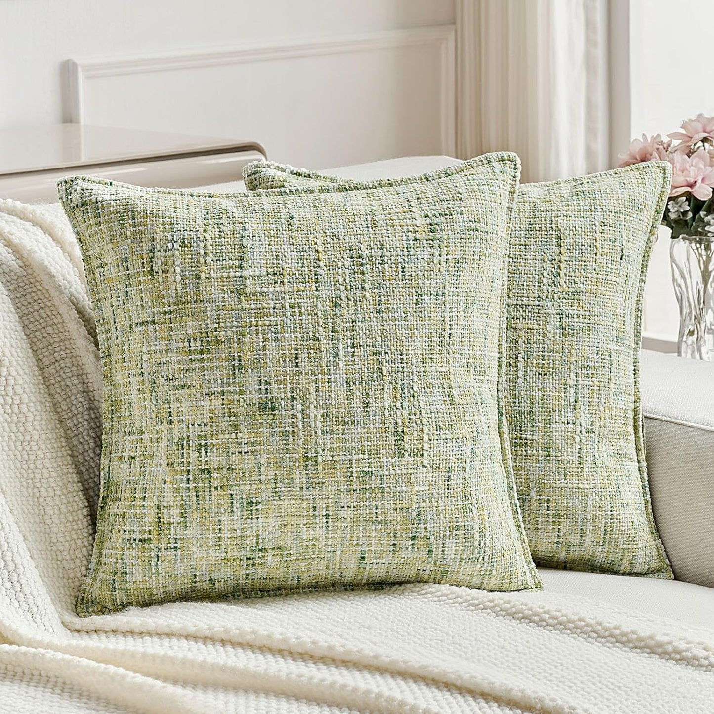 FUTEI Light Green Decorative Throw Pillow Covers for Modern Decor