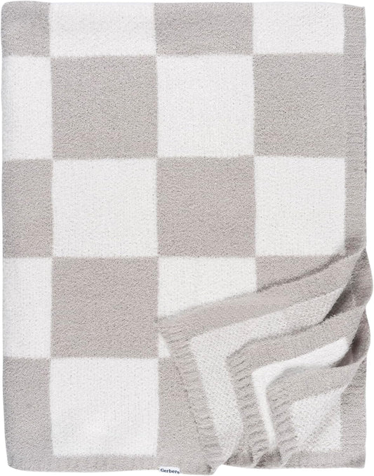 Gerber Soft Mink Checkerboard Baby Blanket - Cozy Tan!