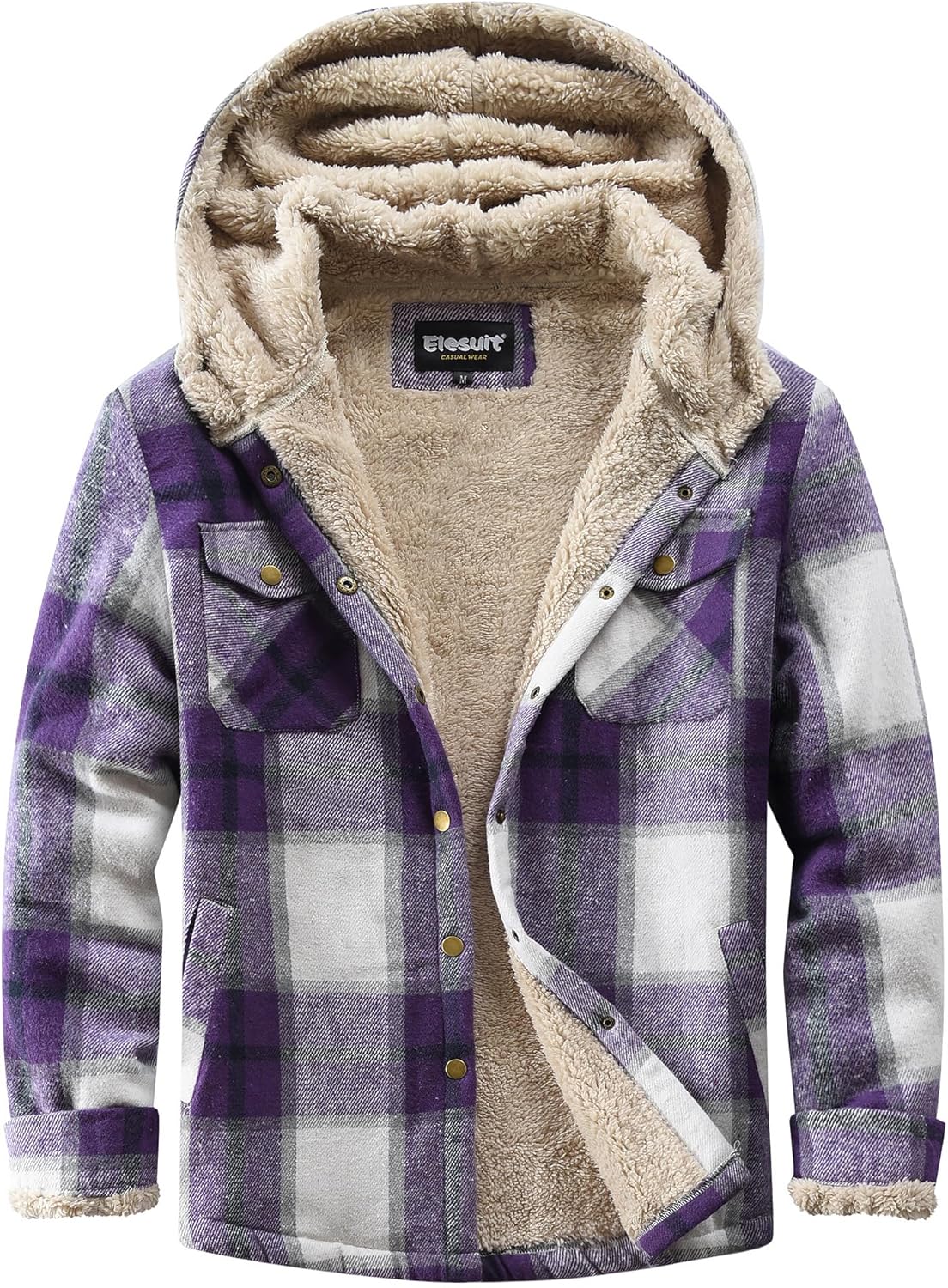Elesuit Women's Fleece Flannel Jacket for Cozy Fall Style
