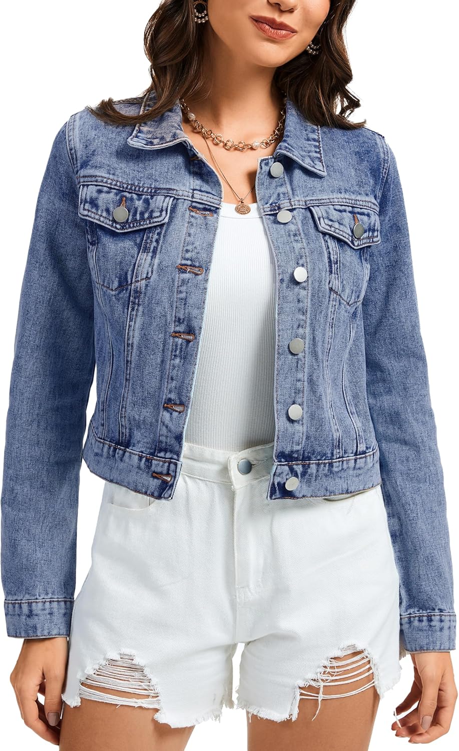 Cropped Women's Denim Jacket for Stylish Everyday Wear