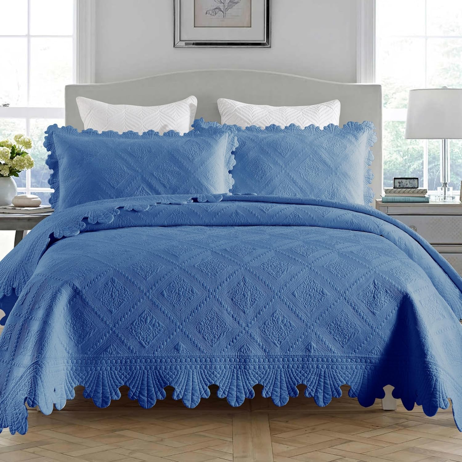 MarCielo 3-Piece 100% Cotton Oversized Bedspread for Comfort