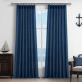 Thick Linen Navy Blue Sheer Curtains 96 in Pinch Pleat - Light