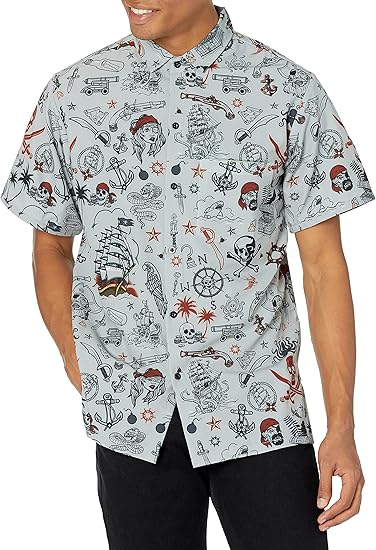Funny Guy Mugs Hawaiian Print Button Down Short Sleeve Shirt
