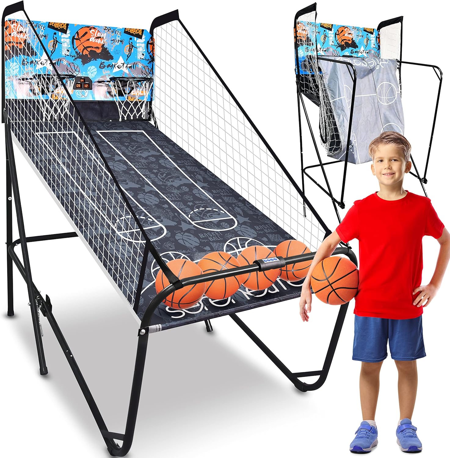 SereneLife Dual Hoop Basketball Shootout Indoor Arcade Game Fun