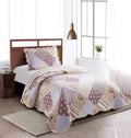 Pink Rosette and Stripes Patchwork Twin Quilt Set - Lightweight Twin