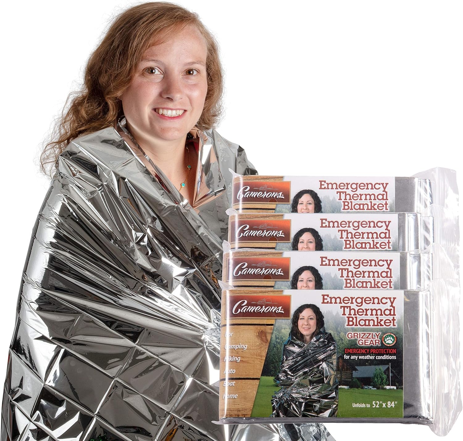 Grizzly Gear 4 Pack Emergency Blankets - Weatherproof Thermal Survival Essentials