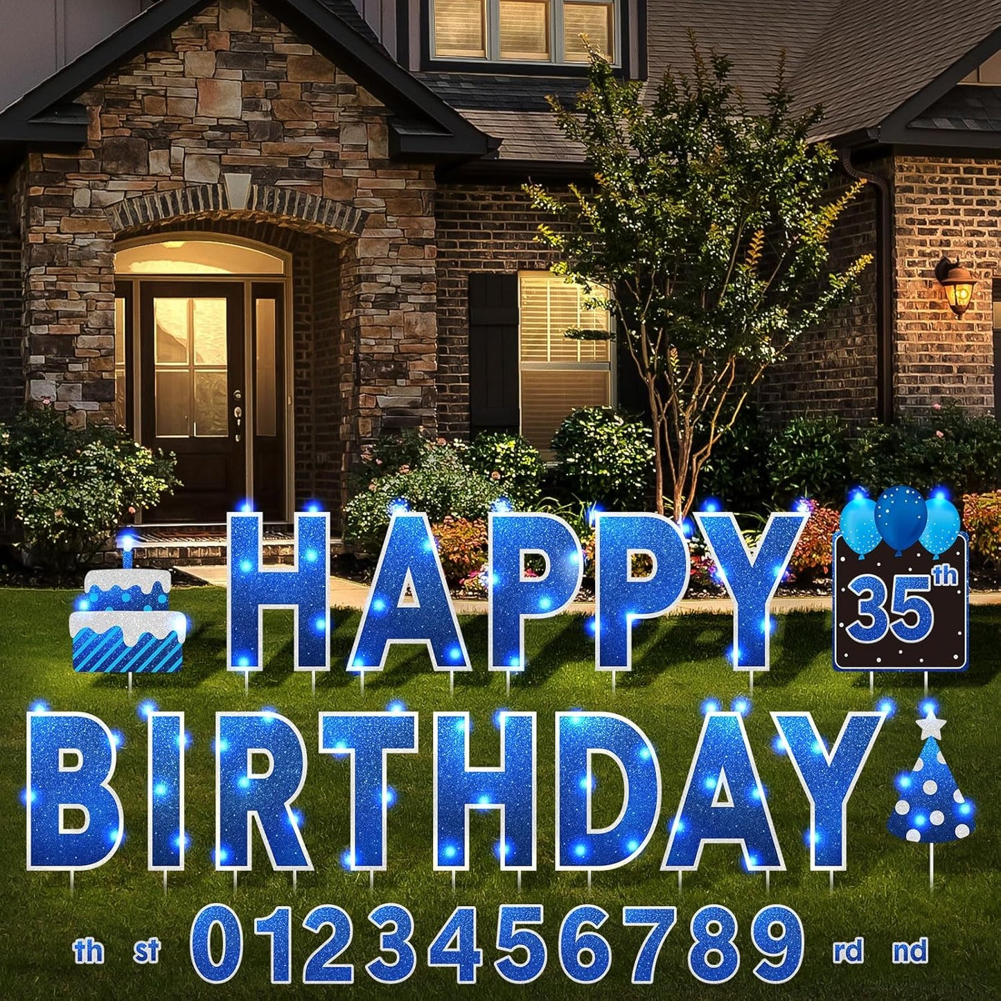 Happy Birthday Yard Signs with LED Lights for Outdoor Decor