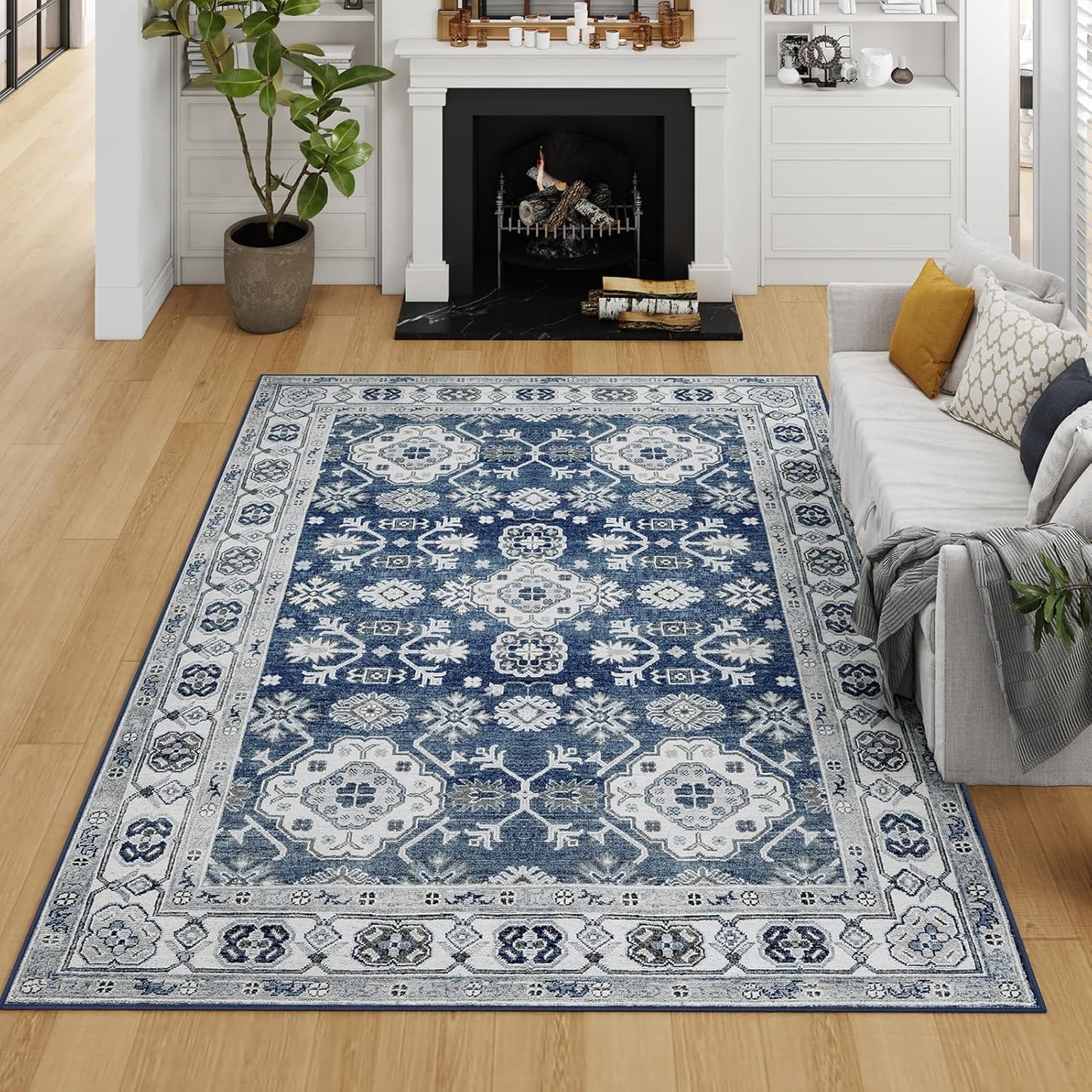 VK VKLIVING Machine Washable Rug 8ftx10ft Vintage Design for Home