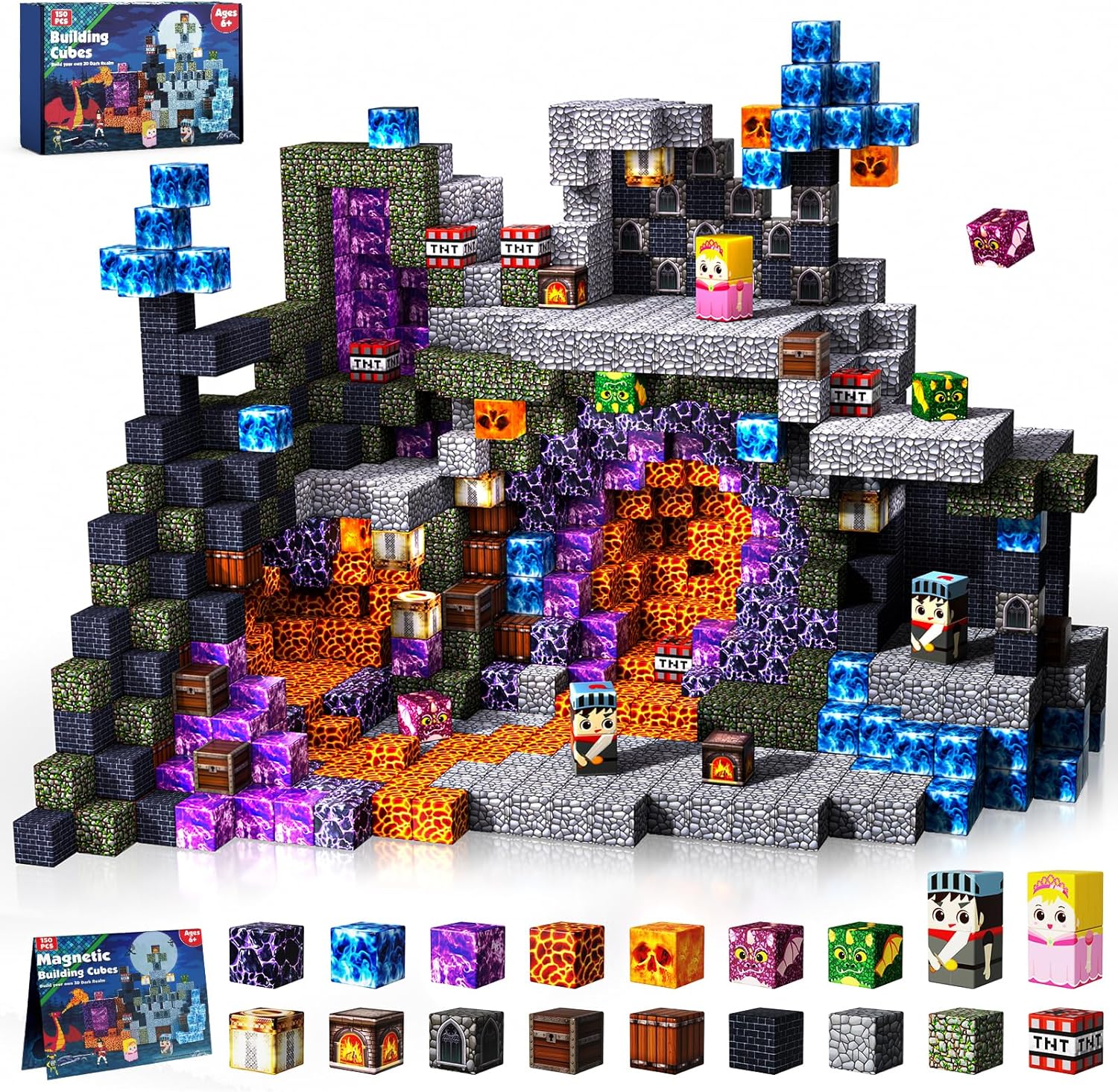 Magnetic Blocks - 150 PCS Dark Castle Sword Domain Building Set