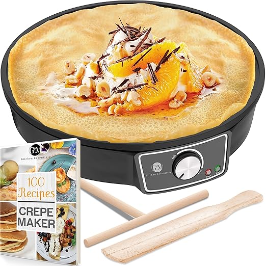 Crepe Maker Machine for Easy Pancakes and Roti - Nonstick Griddle