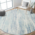 Round Rugs 6ft Circle Area Rug Washable - Neutral Blue Accent