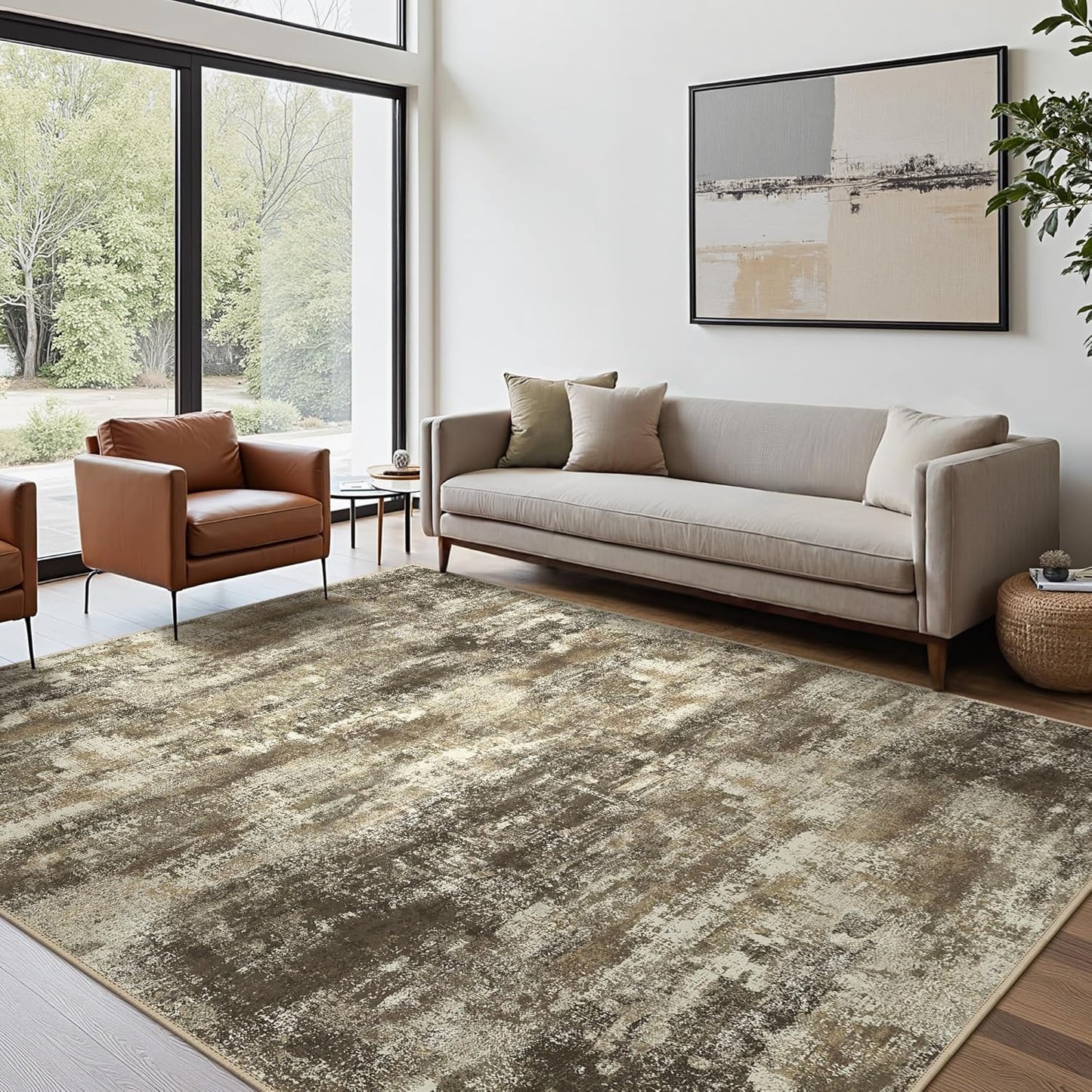 Modern Abstract 8x10 Area Rug for Living Room and Bedroom