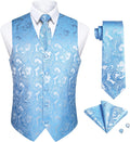 Enlision Suit Vest for Men Formal Paisley Waistcoat Set - 4PCS