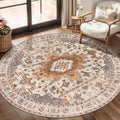 Tangsoo Vintage Round Rug 4ft - Non Slip Boho Circle Rug