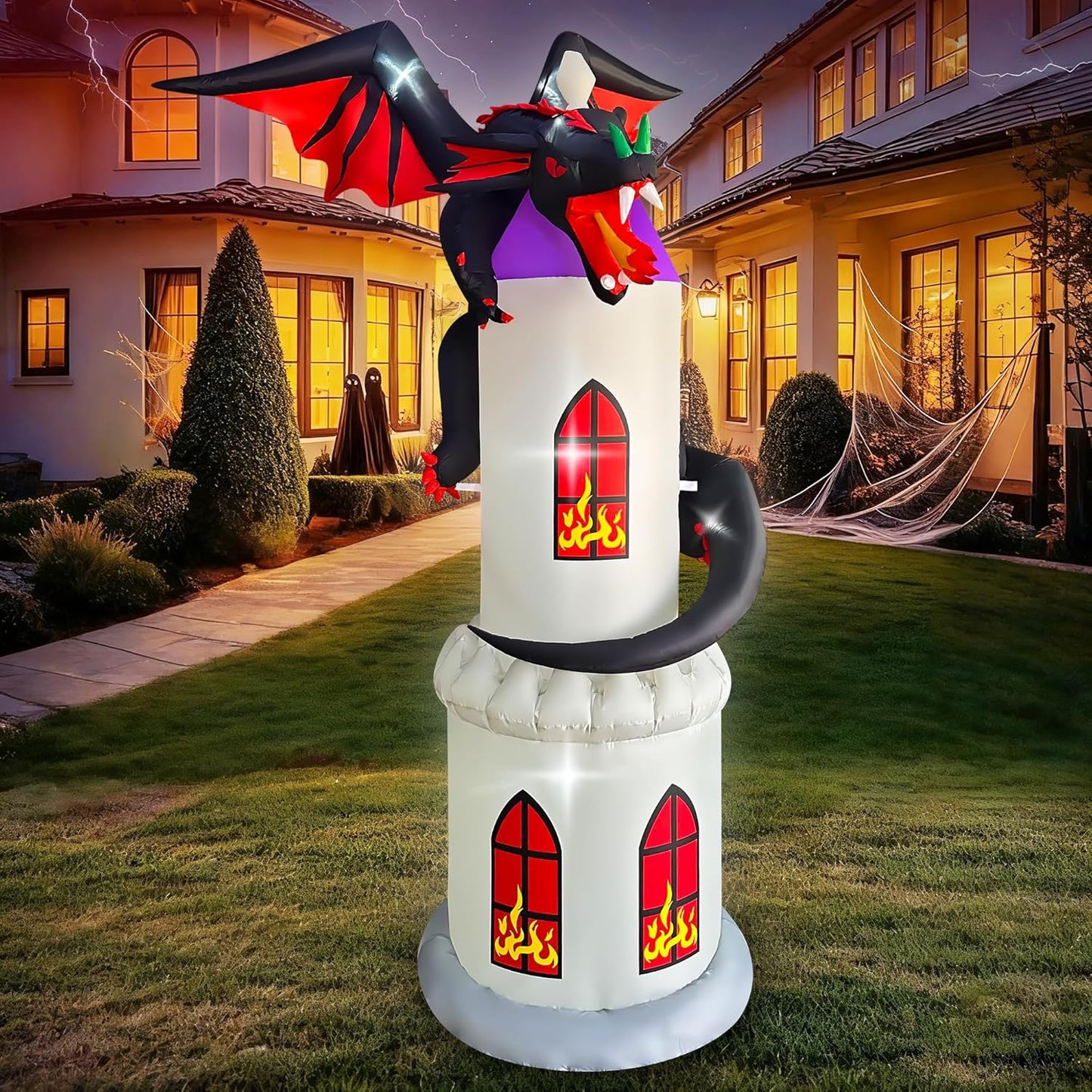 7 Ft Halloween Inflatable Flying Dragon Castle for Festive Fun