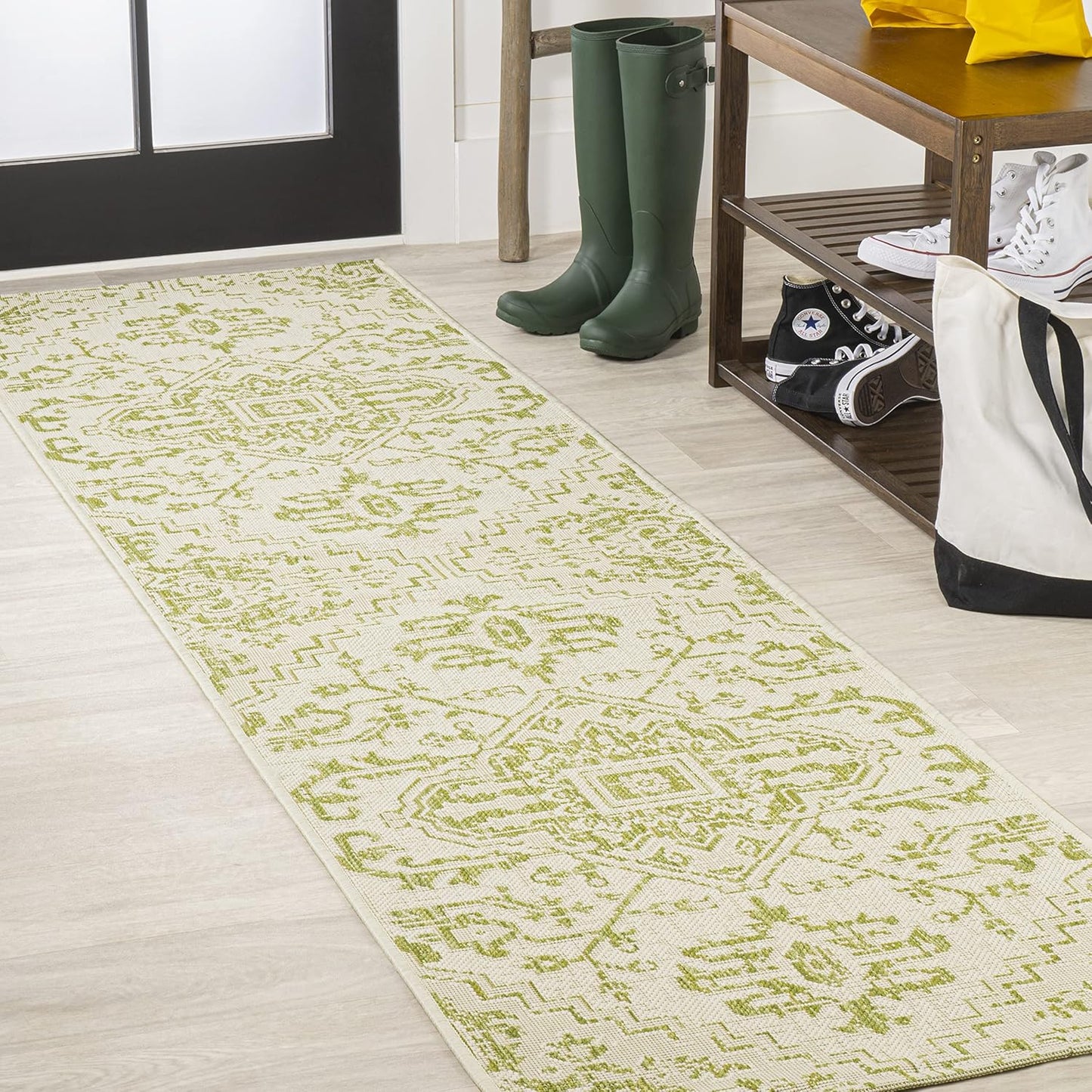 Boho Medallion Indoor Outdoor Runner Rug for High Traffic Areas