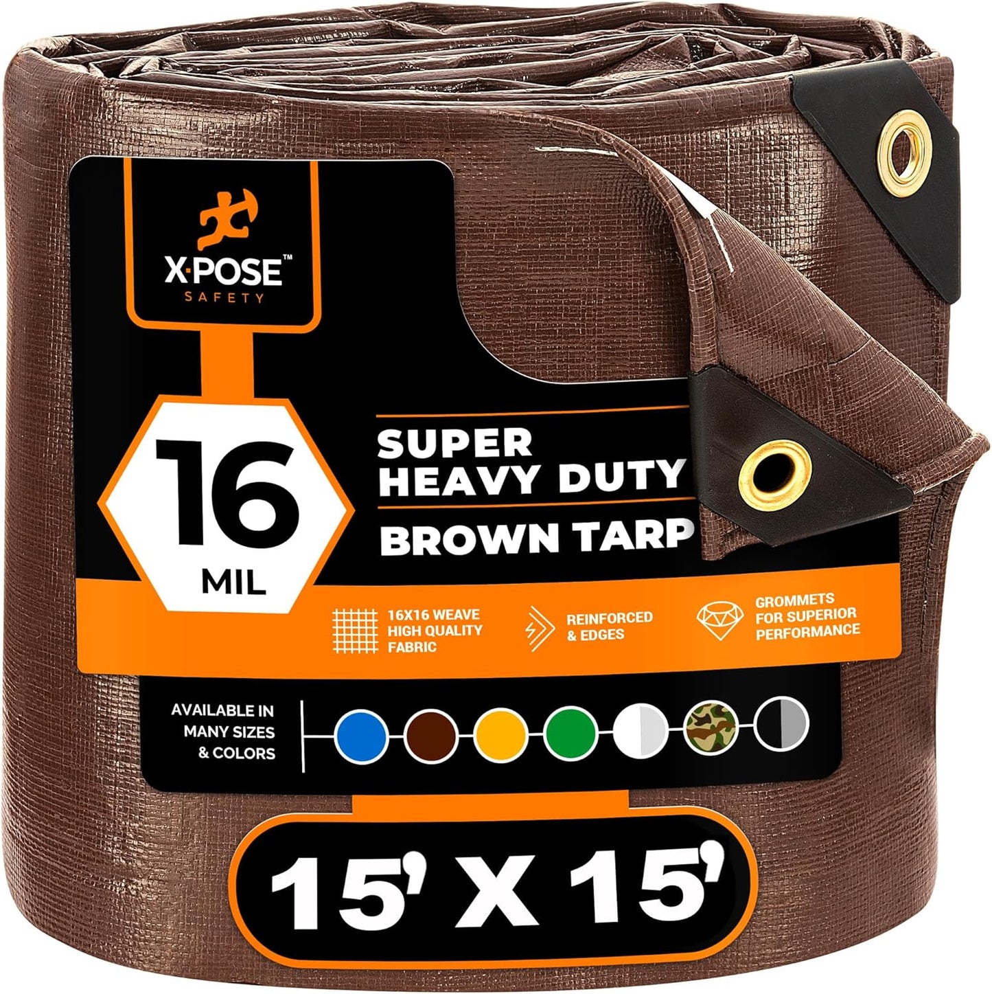 15ft x 15ft Super Heavy Duty Poly Tarp Cover for All Weather Use