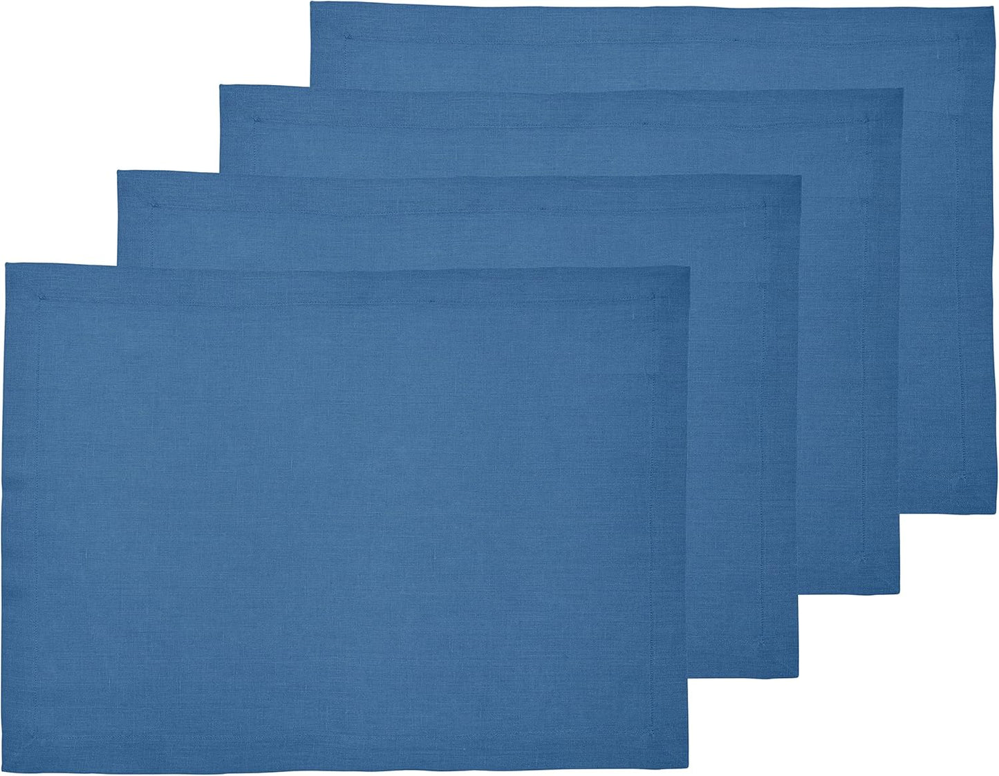 Indigo Blue Linen Placemats Set of 4 for Stylish Table Settings