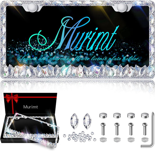 Bling License Plate Frame for Women - Sparkly Rhinestone Set