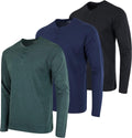 Men's Henley T-Shirt 3-Pack - Cotton Blend Performance