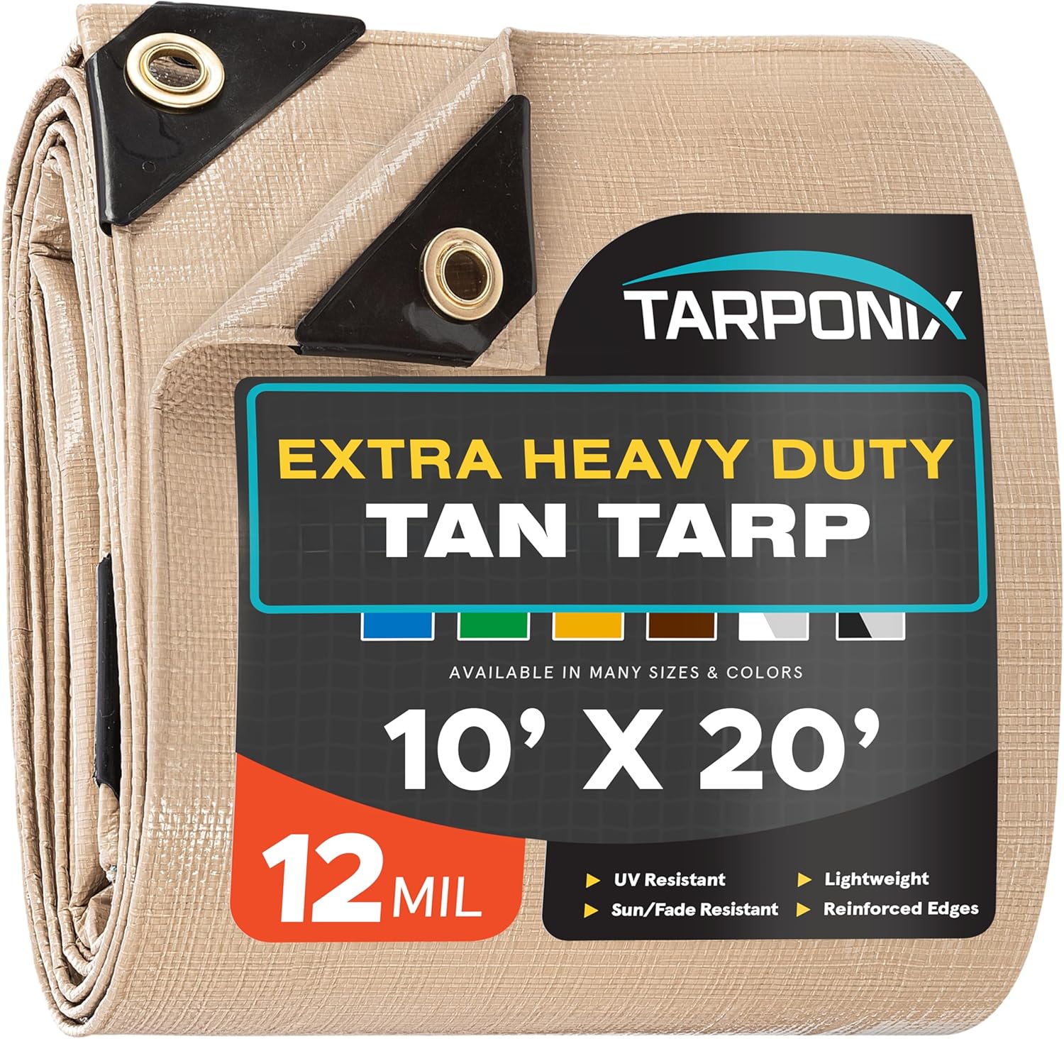 10ft x 20ft Extra Heavy-Duty Tan Poly Tarp for All Weather Needs