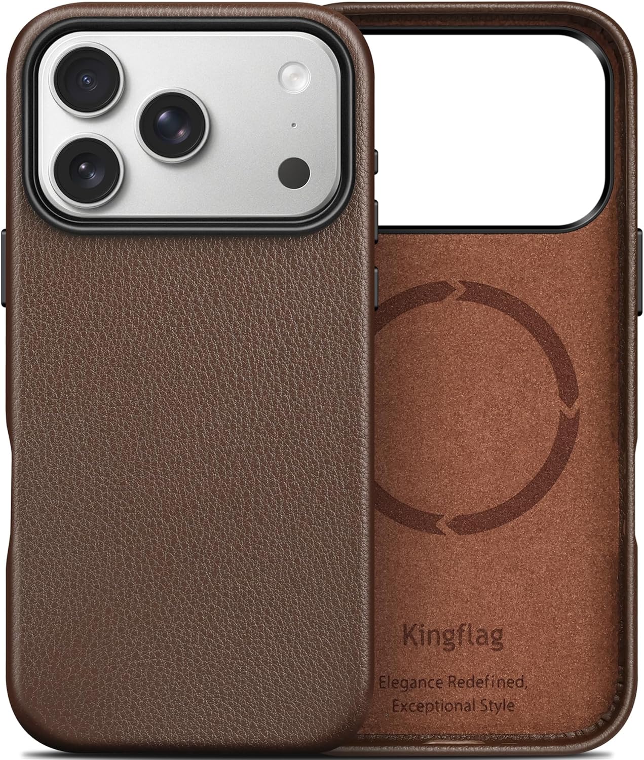 Premium Pebbled Leather Case for iPhone 17 Pro Max - Brown