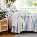 Queen Comforter Set Coastal Stripes Blue - Oversized Full/Queen