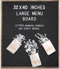 Black Felt Menu Letter Board Brown Frame 32x40 in - Executive Menu