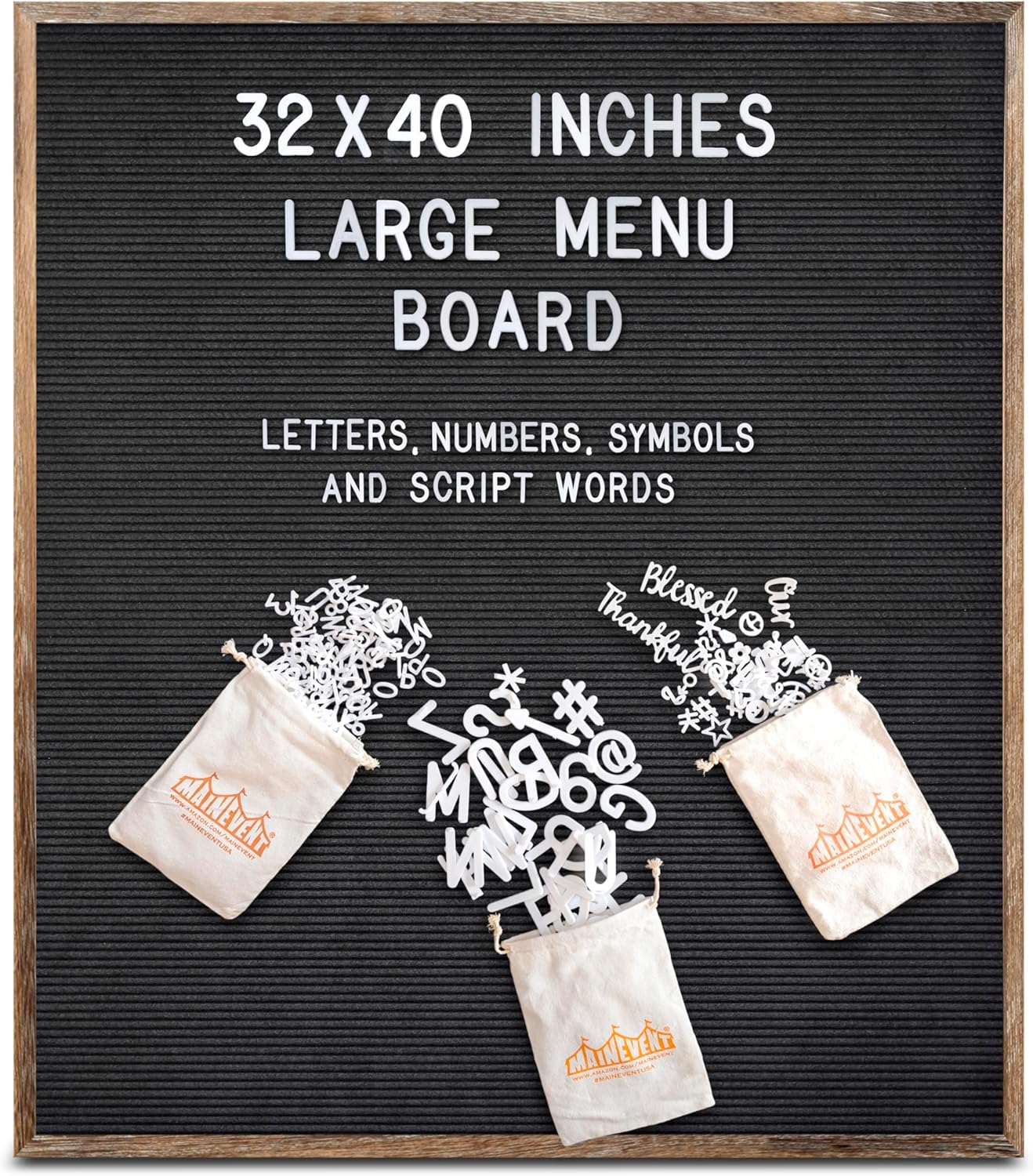 Black Felt Menu Letter Board with Brown Frame for Versatile Use