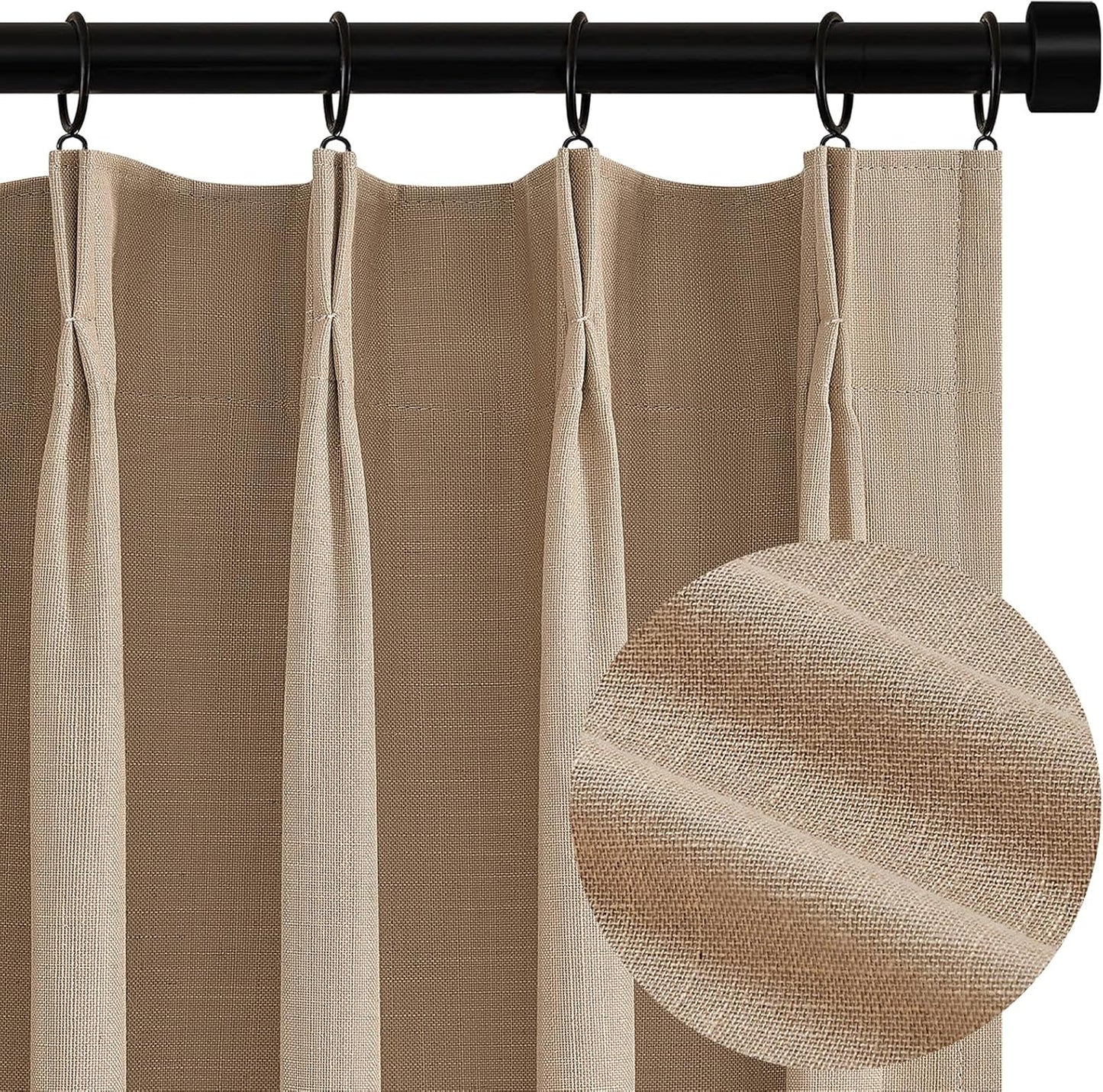 100% Blackout Linen Curtains for Bedroom and Baby Room Decor