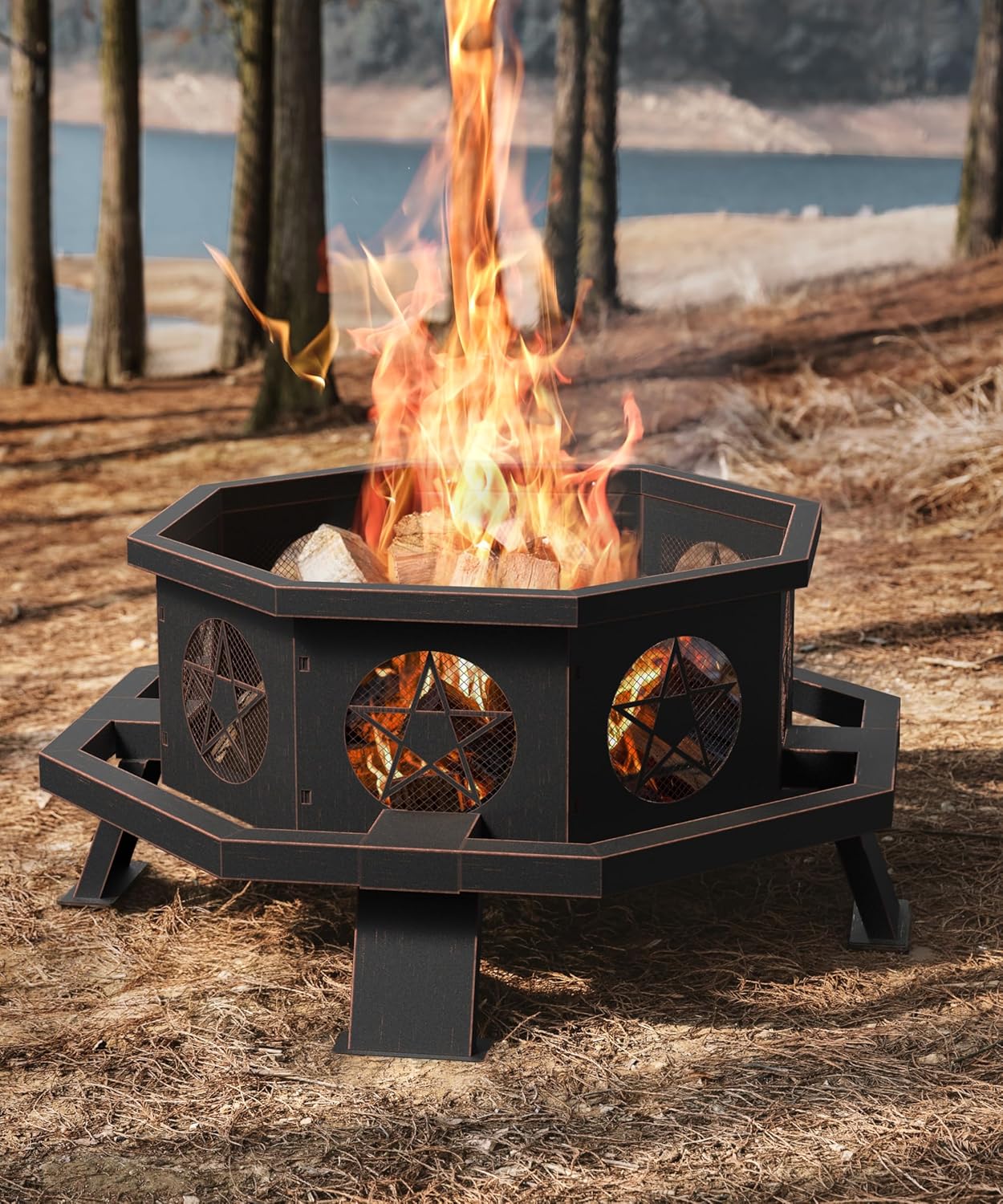 35 Inch Fire Pit for Outdoor Cooking and Cozy Gatherings