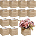 Wooden 4 in Square Planter Boxes 12 Set - Rustic Centerpiece Cubes
